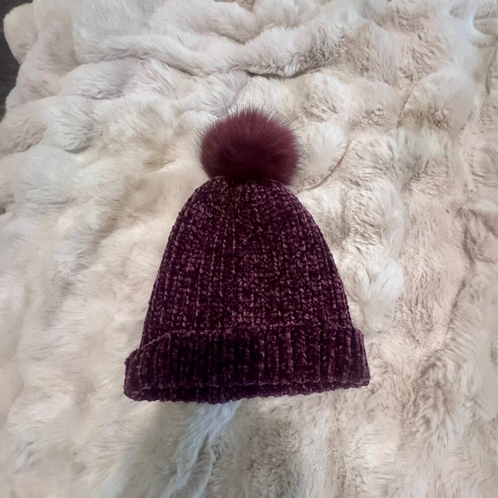 Altar'd State Purple/Burgundy Knit Beanie with Pom